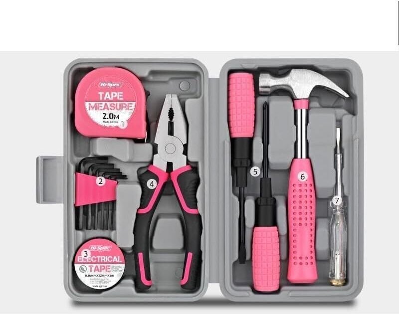 Heimwerker-Werkzeugset für Damen, aktualisierter Drahtschneider, kleiner Basis-Starter-Werkzeugkasten für Damen für Zuha...