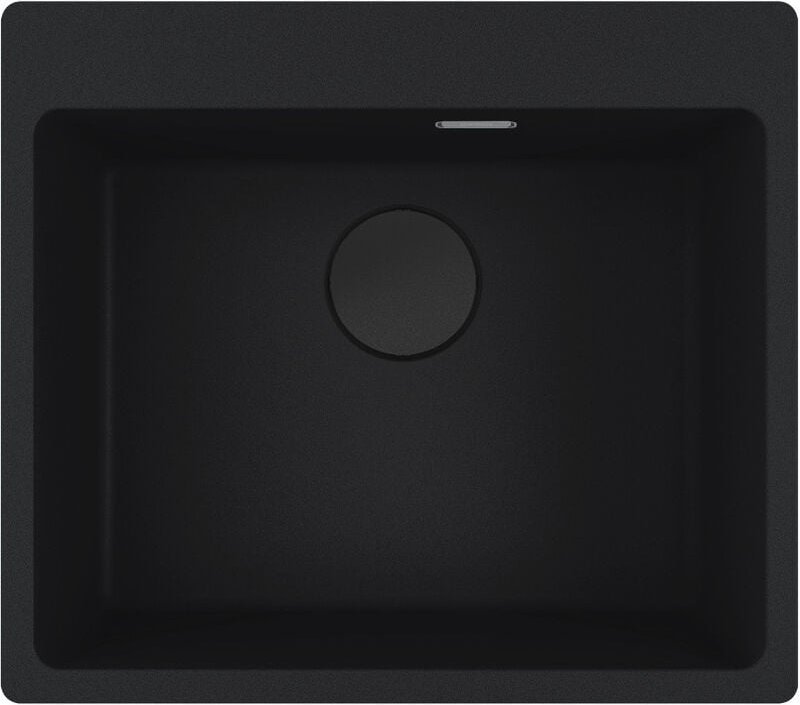 Maris Einbauspüle 59x50cm, mit platzsparendem Auslauf und Siphon, aus Fragranit+, Mattschwarz + Abdeckkappe für Auslauf ...