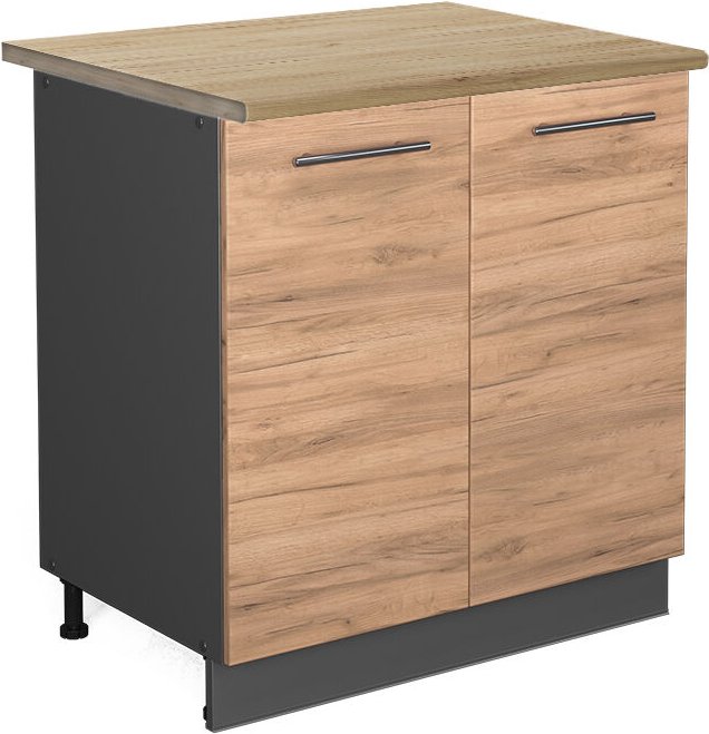 Vicco - Spülenunterschrank Fame-Line, Goldkraft Eiche, 80 cm mit Regal, ap Eiche