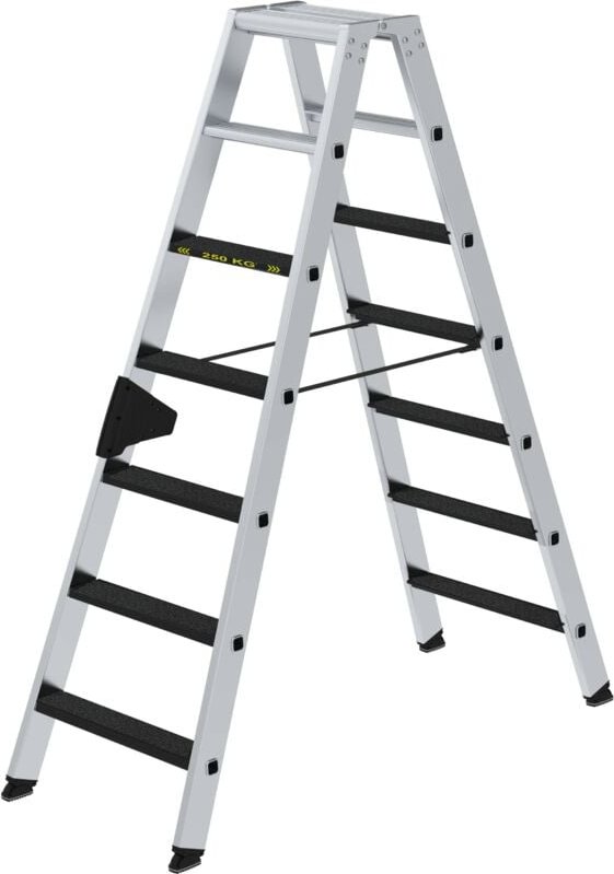 Günzburger Steigtechnik - Stufen-Stehleiter 250 kg beidseitig begehbar mit clip-step R13 2 x 7 Stufen - 043807