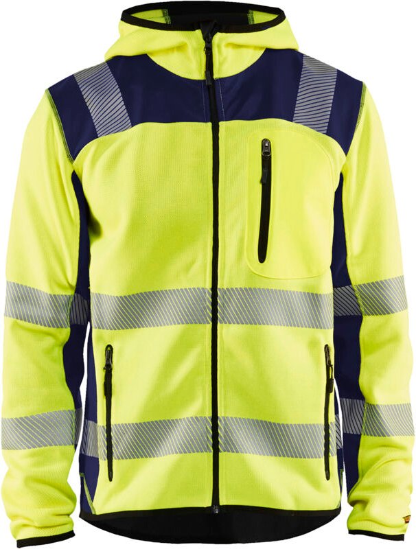 Arbeitsjacke mit Kapuze, gestrickt, Hochsichtbarkeit 4923 – Neon Gelb / Marine 4XL