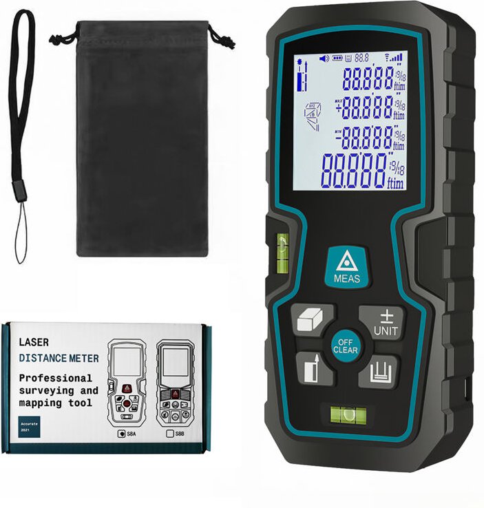 Professional Laser Entfernungsmesser Ultrixe 100m, 2 mm Lücke, Hintergrundbeleuchtetes lcd, IP54, 2 Blasenpegel, zur Mes...