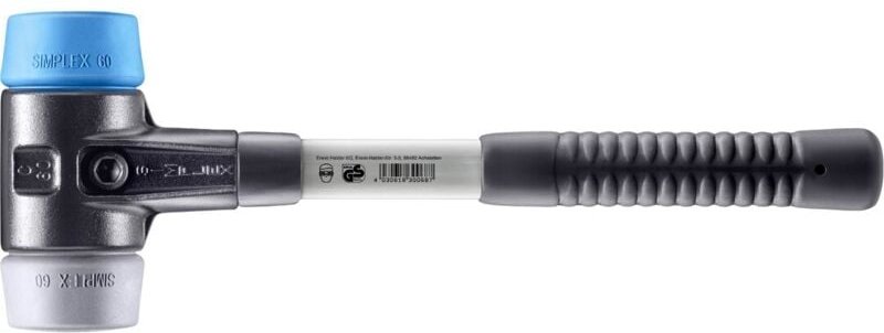 SIMPLEX-Schonhammer, TPE-soft / TPE-mid mit verstärktem Tempergussgehäuse und Fiberglasstiel D=60 mm 3713.060