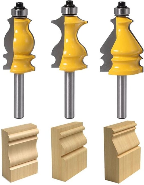 Thumbnail - 3-teiliges Fräser-Set für architektonische Formen, 8-mm-Schaft, Holzfräser, Holzfräser, Schubladen-Schnitzmesser, Tischl...