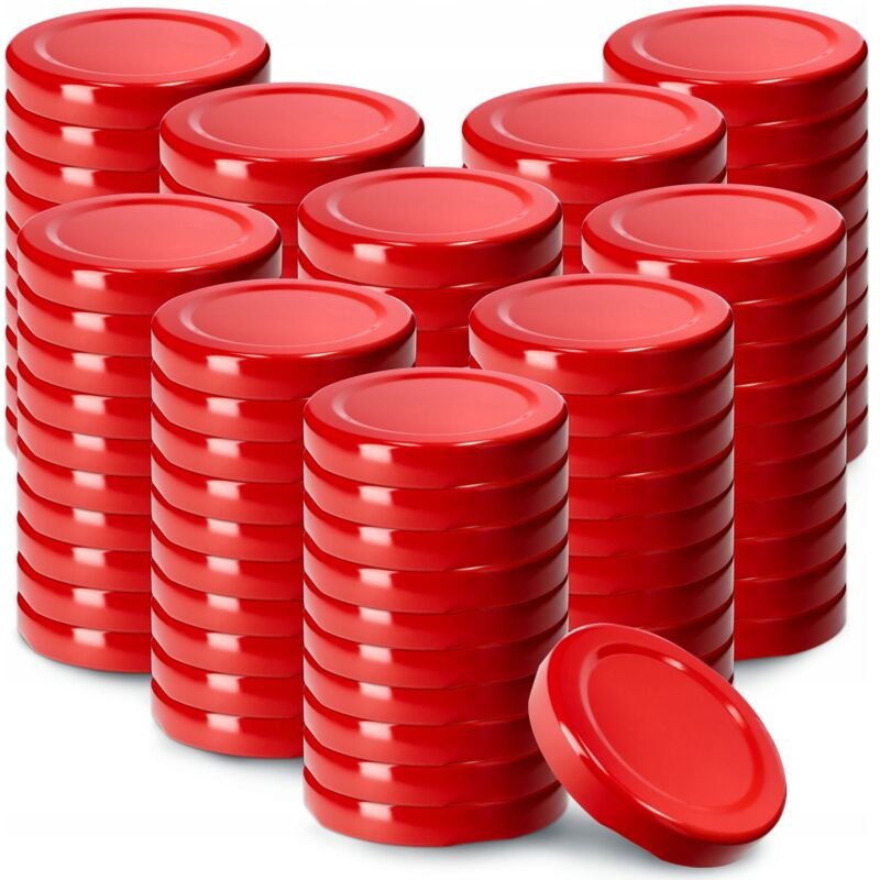 Schraubdeckel fi53 mm, Twist-Off-Deckel aus Metall, 100 Stück, Rot - Kadax