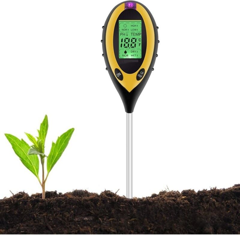 Bodentester, 4-in-1-Bodentester, pH-Meter, Sonnenlicht, Temperatur, Hygrometer für Garten, Bauernhof, Rasen, Innen- und ...
