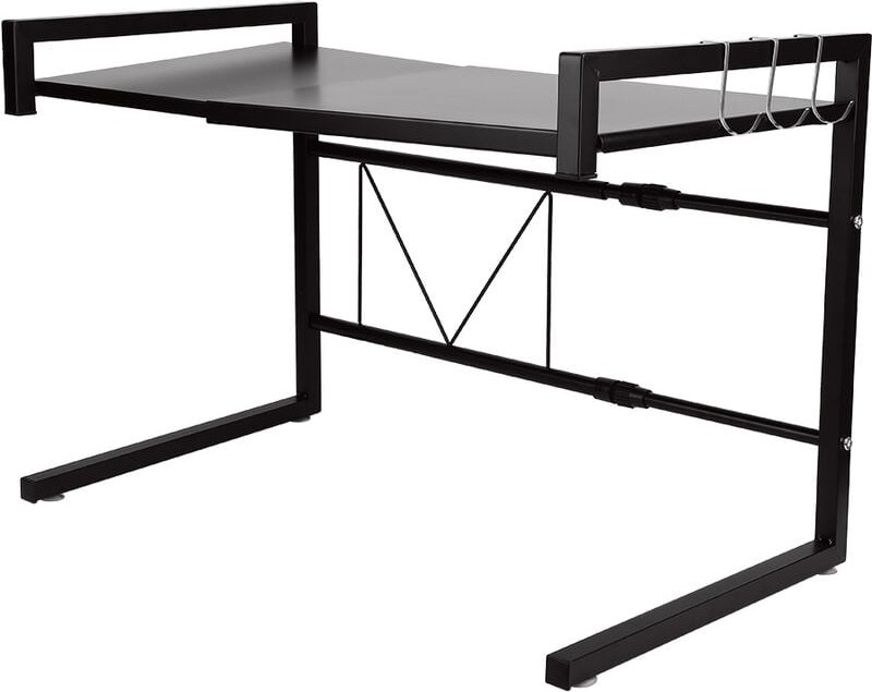 Küchenregal Mikrowellenhalter Mikrowelle Regale Toaster Stand Regal (40-65)x42cm mit 3 Haken schwarz