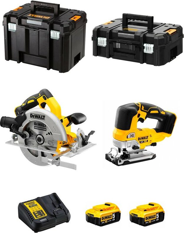Dewalt - Kit DCS570 + DCS334 (2 x 5,0 Ah + DCB115 + tstak ii + tstak vi)