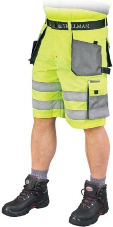 Kurze Warnschutzhose mit Reflektionsstreifen neongelb xxxl