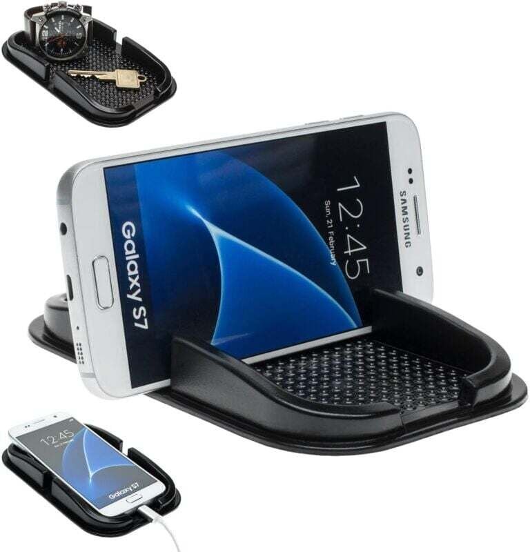 Anti-Rutsch-Gelmatte, rutschfest, selbstklebend, Autohalterung für Handy, Smartphone, GPS (schwarz, 100 x 155 mm)——