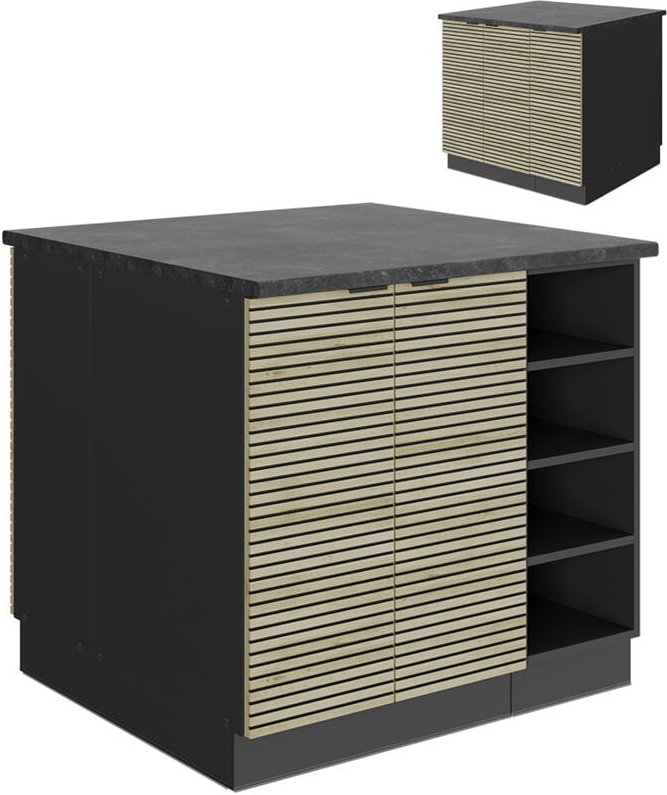 Vicco - Kücheninsel Fame-Line, Eiche Paneel, 90 cm ohne Arbeitsplatte