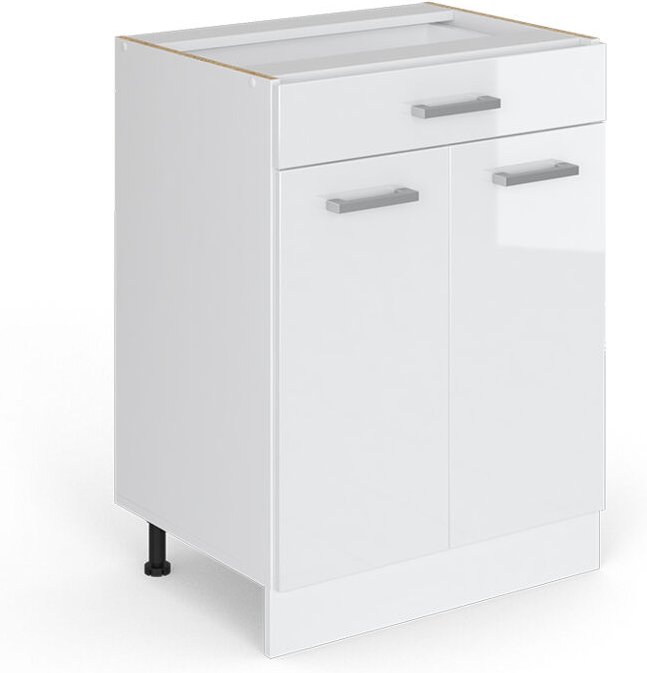 Unterschrank R-Line, Weiß Hochglanz, 60 cm mit Schubladen, ohne Arbeitsplatte Vicco