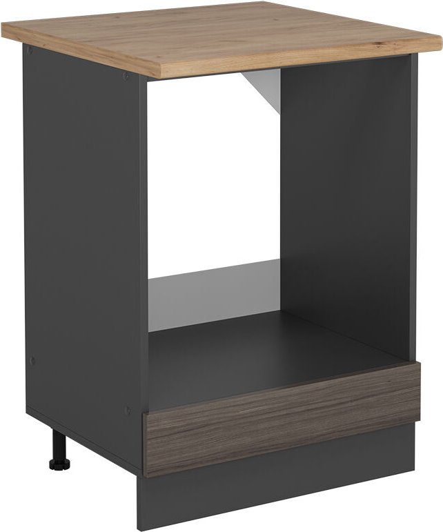 Herdumbauschrank R-Line, Edelgrau, 60 cm , AP Eiche, Vicco