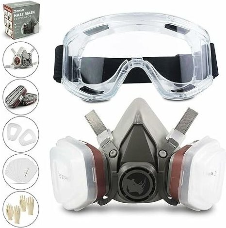 Wiederverwendbare Atemschutzmaske Halbgesichtsstück 6200 Gasmaske Atemschutzmasken mit Schutzbrille zum Lackieren organi...