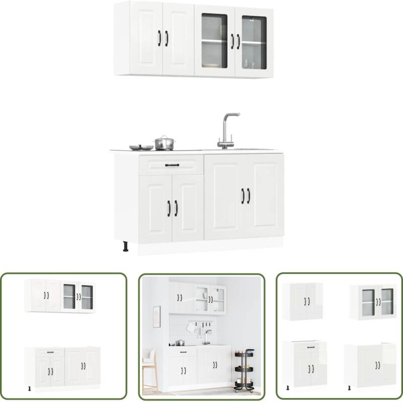 The Living Store - vidaXL 4-tlg. Küchenschrank-Set Kalmar Hochglanz-Weiß Holzwerkstoff