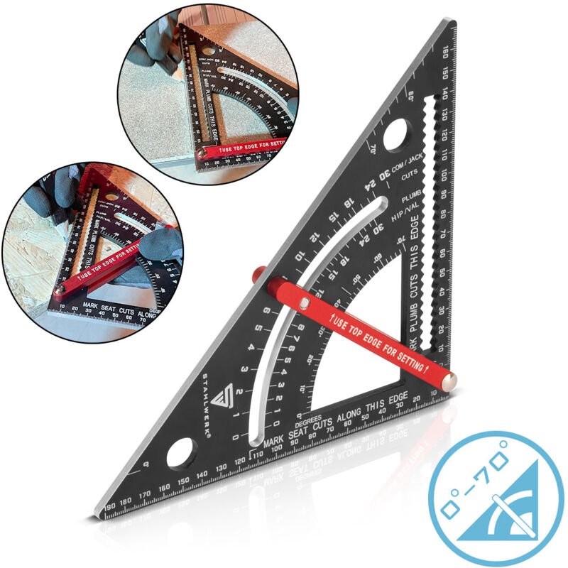 Stahlwerk - Winkeldreieck mit Anschlag metrischer Aluminium-Winkelmesser