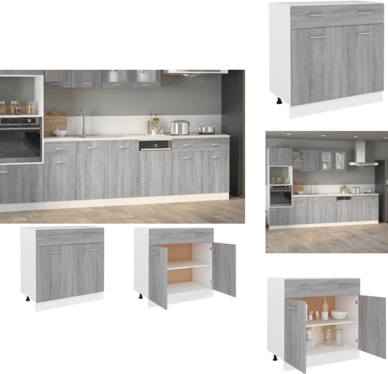 Unterschrank mit Schublade Grau Sonoma 80x46x81,5 cm - Unterschrank - Küche - Küchenschrank - Holzwerkstoff - Grau Sonom...