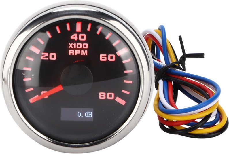 Drehzahlmesser 52mm Marine Zeiger Drehzahlmesser Rote Hintergrundbeleuchtung Tacho Drehzahlmesser Universal für Motorrad...