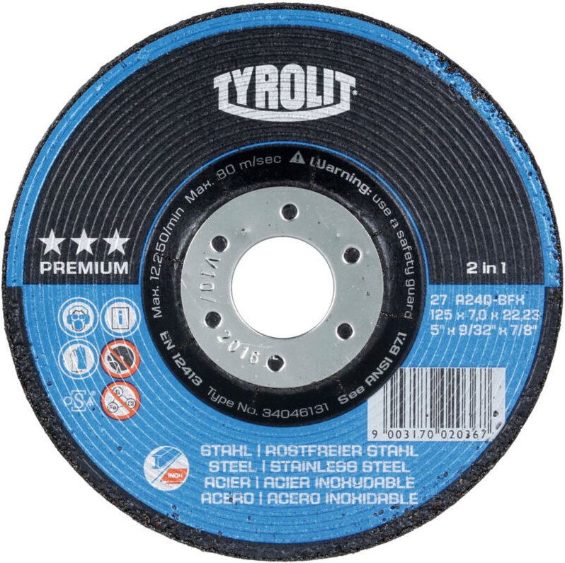 Schruppschleifscheibe premium '2 in 1', Scheiben-ØxScheibenbreite: 230X8 mm - Tyrolit