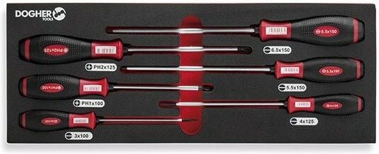 Tablett kombinierbar mit 6 Schlitz- und PH-Schraubendrehern, rutschfest Dogher 351-080