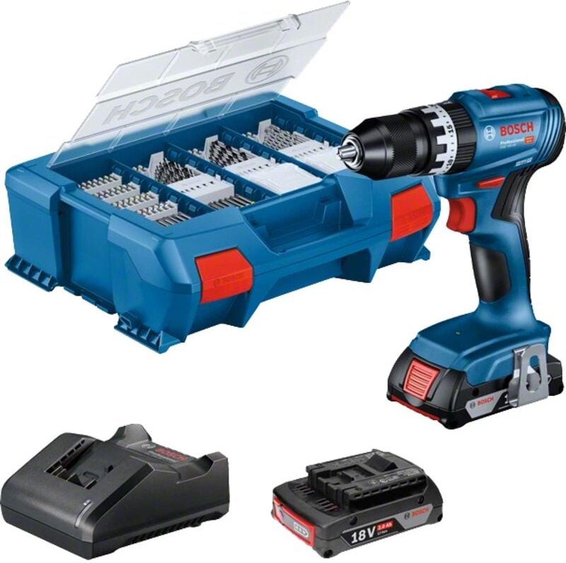Bosch Akku-Schlagbohrschrauber gsb 18V-45, 2 Akku gba 18V 2.0Ah, Ladg. u. l-case