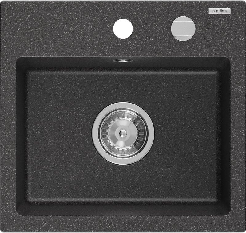 Milo 1-Becken-Granit-Spüle 435 x 410 mm, Schwarz gesprenkelt - 6505441000-76 - Mexen