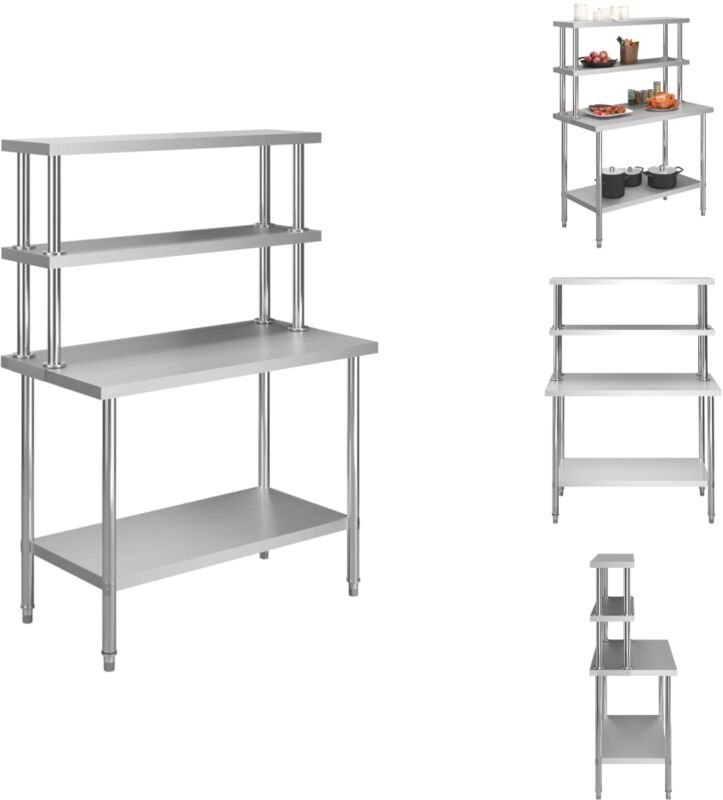 Vidaxl - Gastronomie - Living Küchen-Arbeitstisch mit Aufsatzboard 120×60×150 cm Edelstahl