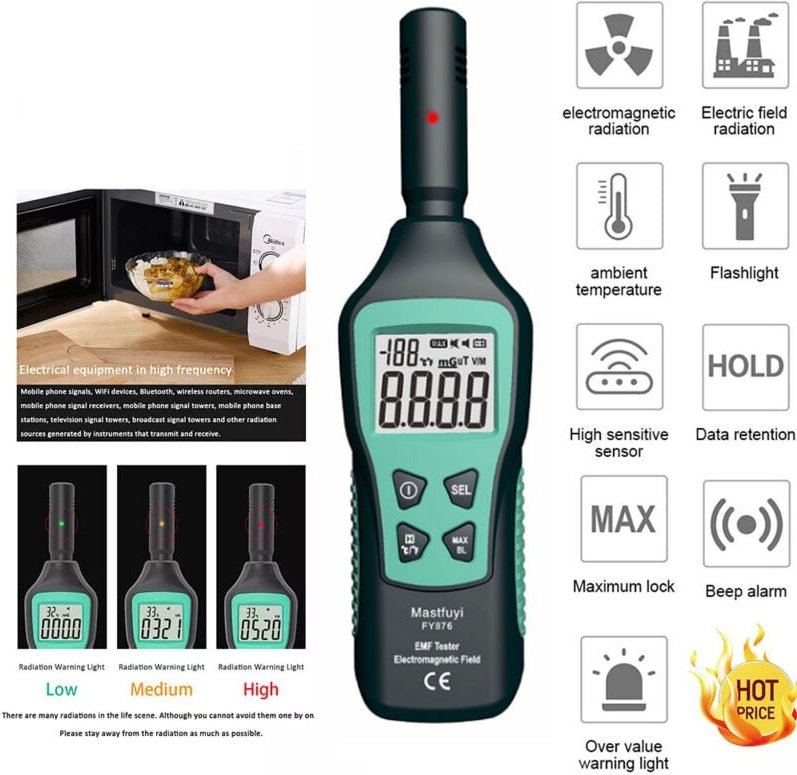 Rosvola - Digitaler EMF-Tester, LCD-EMF-Messgerät, EMF-Tester für die Geisterjagd, Detektor für elektromagnetische Strah...