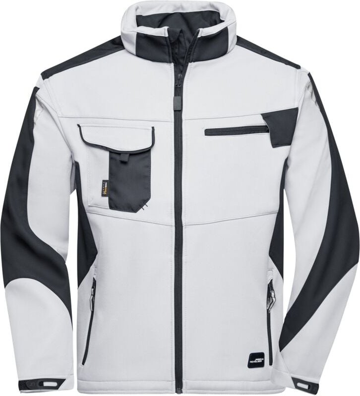 Thumbnail - James&nicholson - Professionelle Softshelljacke JN844 Gr. 6XL white/carbon