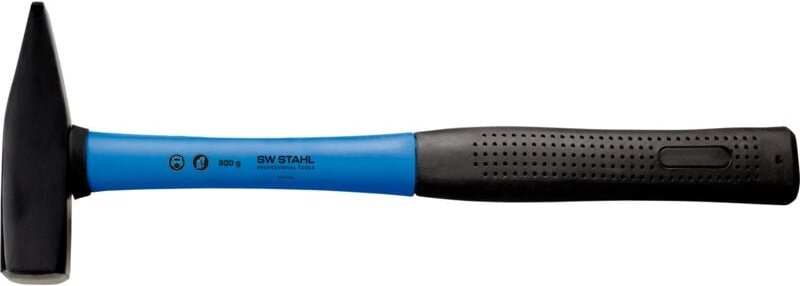 SW-Stahl 50408L Schlosserhammer mit Fiberglas-Stiel 800g I Hammer mit Gummigriff I Werkzeughammer mit Fiberglasstiel I H...