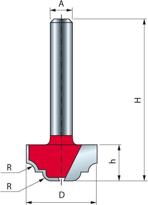 Ziernutbohrer abgerundet FREUD - Ø25,4 H12,7/44,7 Q8 Z2 - F03FR01861 -39-10208P
