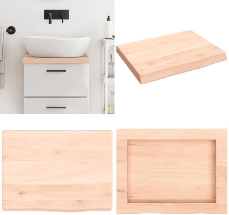 Waschtischplatte 40x30x(2-4) cm Massivholz Unbehandelt - Waschtischplatte - Eiche - Holzarbeitsplatte - Badrenovierung -...