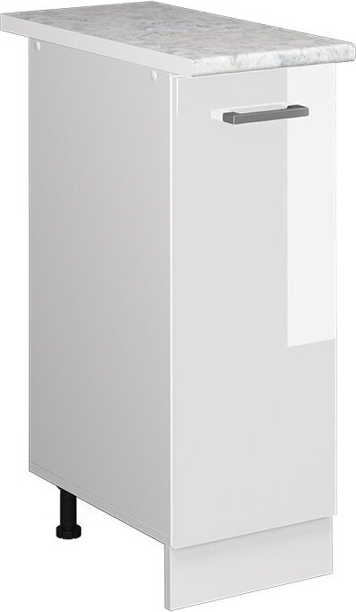 Vicco - Unterschrank R-Line, Weiß Hochglanz, 30 cm mit Tür, mit Arbeitsplatte