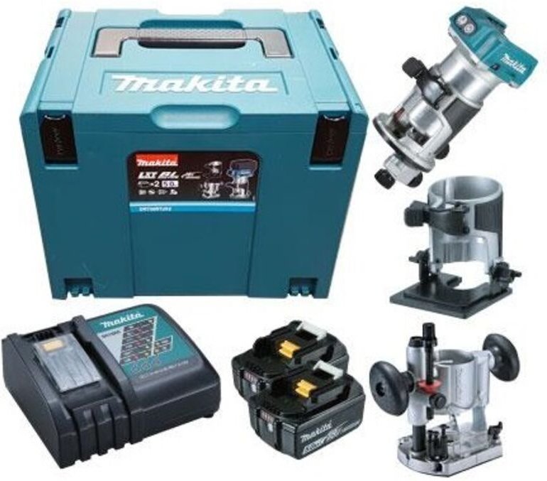 Akku-Multifunktionsfräse DRT50RTJX2 18V Makpac 2x5,0 Ah Akku Aufladegerät - Makita