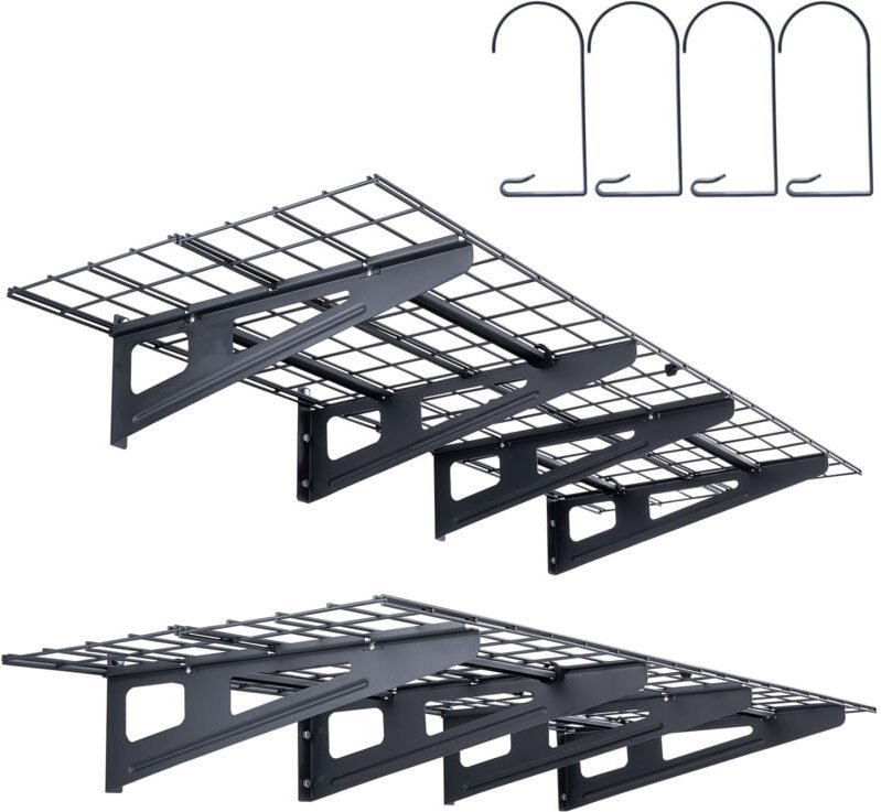 Thumbnail - 2er-Set Garagenregal 1220 x 620 x 200 mm Werkzeugaufbewahrung 113,4 pro Schicht Werkzeughalter Wand 122 x 61 cm Regalflä...