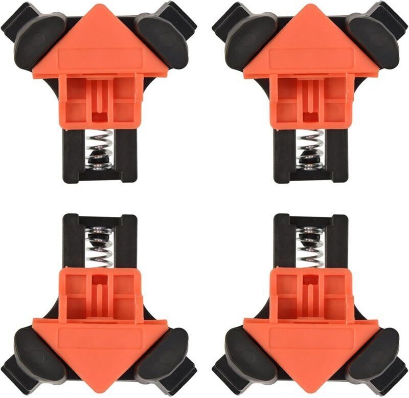 4 Stück, Eckpressen, Eckklemme, rechtwinklige Klemmen, für den Bau von Holzkisten, Bilderrahmen, Briefkästen, Kommodensc...