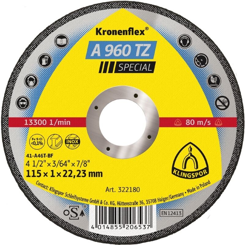 Thumbnail - Klingspor - a 960 tz Trennscheiben, 115 x 1 x 22,23 mm gerade, für Edelstahl