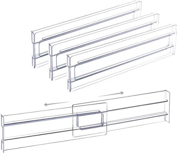 Stück transparente Schubladenteiler aus Acryl, erweiterbare Kommoden-Organizer, transparenter Küchenschubladen-Organizer...