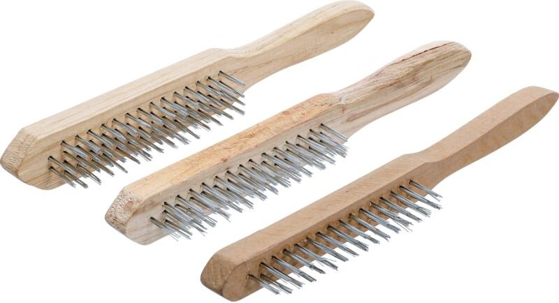 Drahtbürsten-Satz Holzstiel 2-, 3-, 4-reihig 3-tlg.