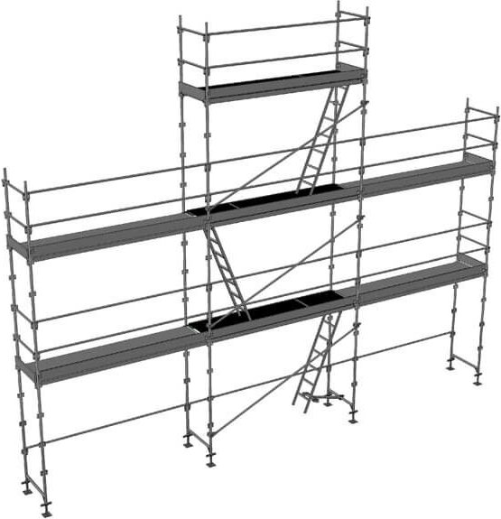 Gerüst 68m² - Struktur + Plattformen - Strebe Version - DUO68-PI-SP