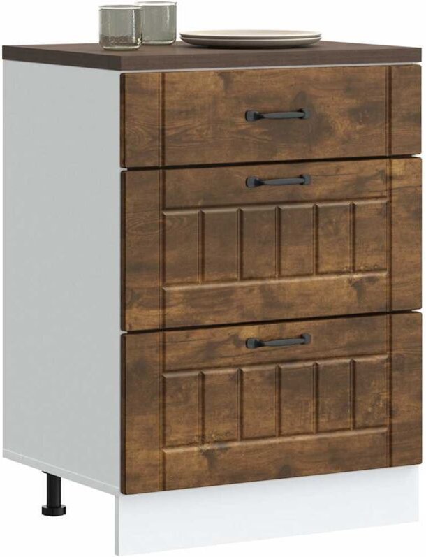 Küchen-Unterschrank Lucca Räuchereiche Holzwerkstoff Vidaxl