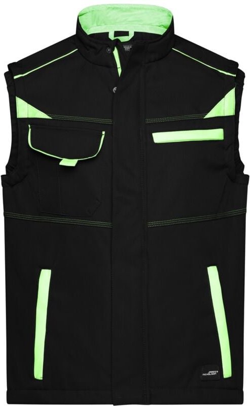 Thumbnail - James&nicholson - Softshellweste Wind- und wasserabweisend JN852 Gr. 3XL black/lime-green