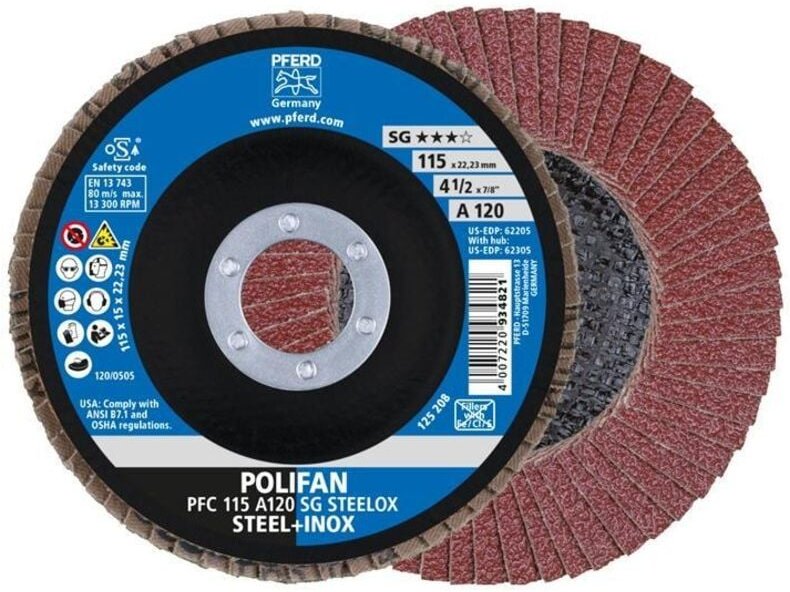 Fächerschleifscheibe A120SG gewölbt 115mm K120Pferd