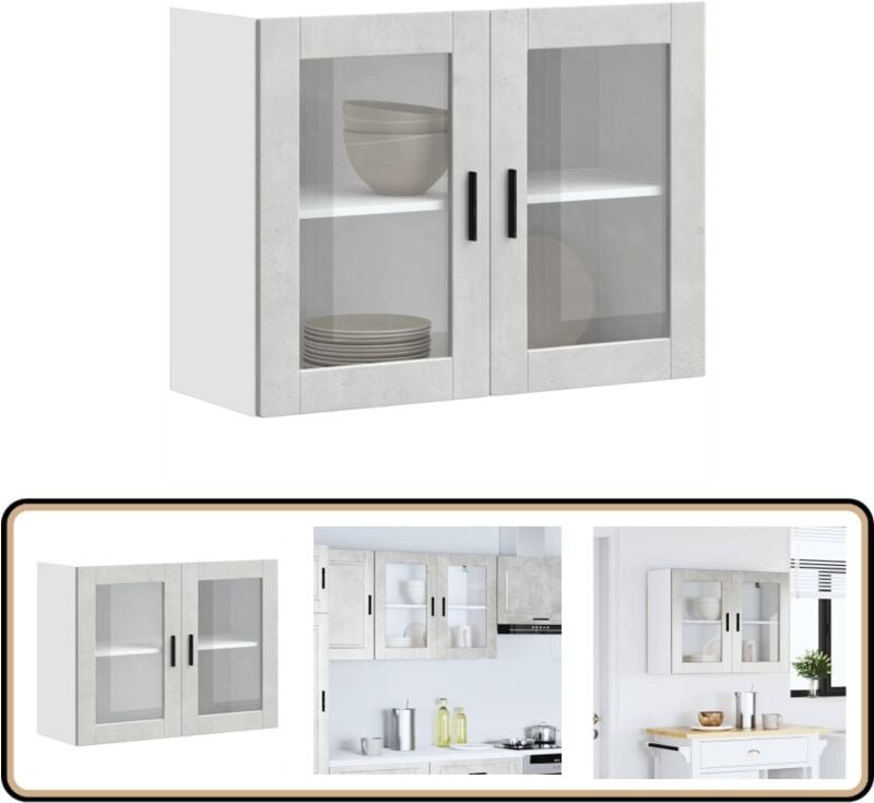 Küchen-Hängeschrank mit Glastür Porto Betongrau - Vidaxl