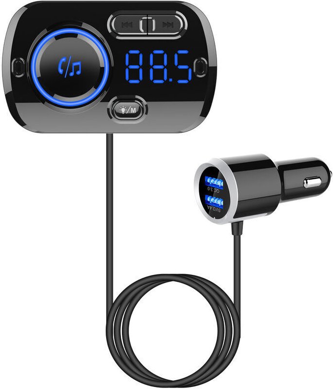 Trasmettitore FM Bluetooth 5.0, adattatore Bluetooth per auto, trasmettitore FM, kit caricabatteria per auto con porte Q...