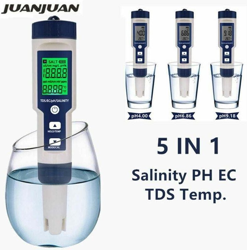 Aiperq - in 1 Digital ph tds ec Temperatur Tester Salzgehalt Leitfähigkeit Wasserfilter Reinheit Stift Meter mit Hinterg...