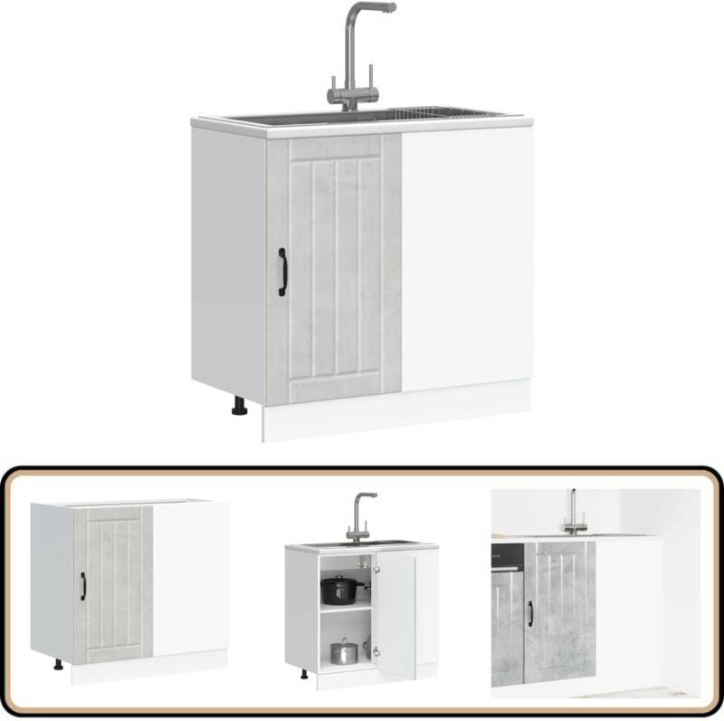 Spülenunterschrank Lucca Betongrau Holzwerkstoff - Vidaxl