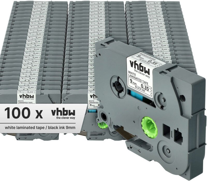 100x Schriftband-Kassette kompatibel mit Brother pt 1280, 1250, 1230PC, 1850, 1800, 1750, 1290 Etiketten-Drucker 8m x 9m...