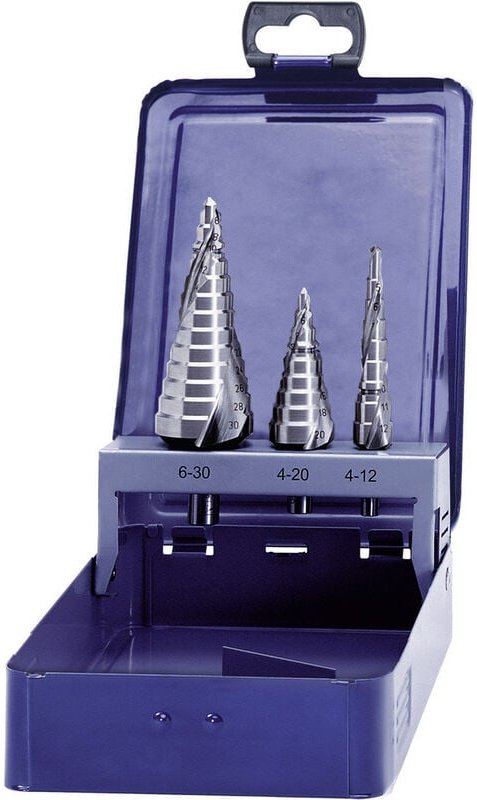 Eventus By Exact - 17334 hss Stufenbohrer-Set 3teilig 4 - 12 mm, 4 - 20 mm, 6 - 30 mm Zylinderschaft