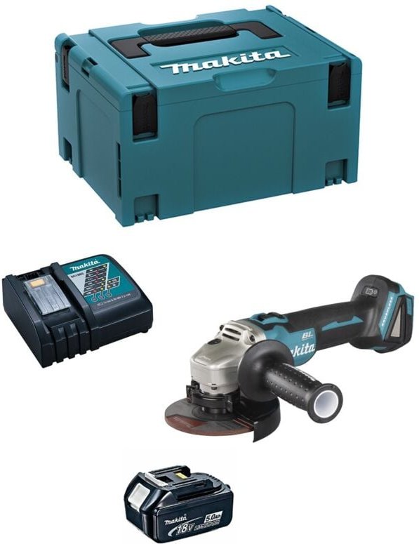 Winkelschleifer MAKITA DGA506RTJ1 (1 x 5,0 Ah + DC18RC + MAKPAC 3)